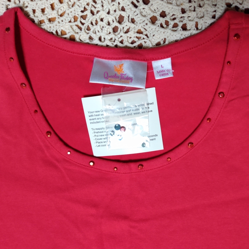 Quacker Factory Rhinestone Cotton Jersey Top